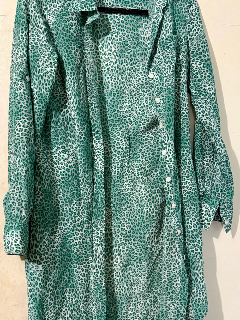 Guess by Marciano Green and White Leopard Print Top